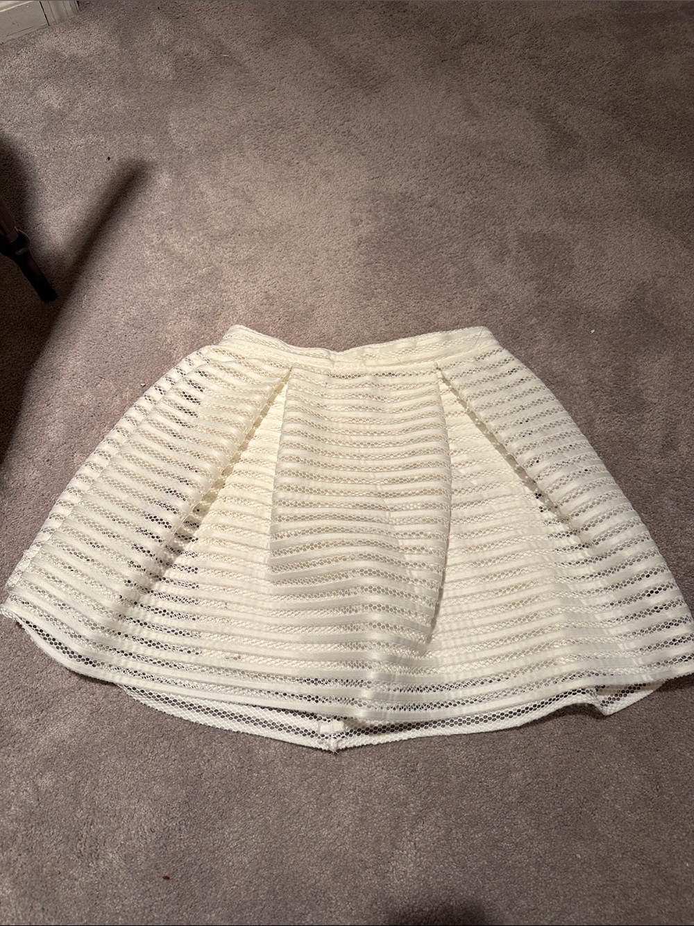 Aqua Cream Lace-Striped Skater Skirt